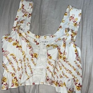 Small for love and lemons floral lace front crop top
